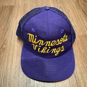 Vintage Minnesota Vikings Purple & Gold Script Trucker Hat